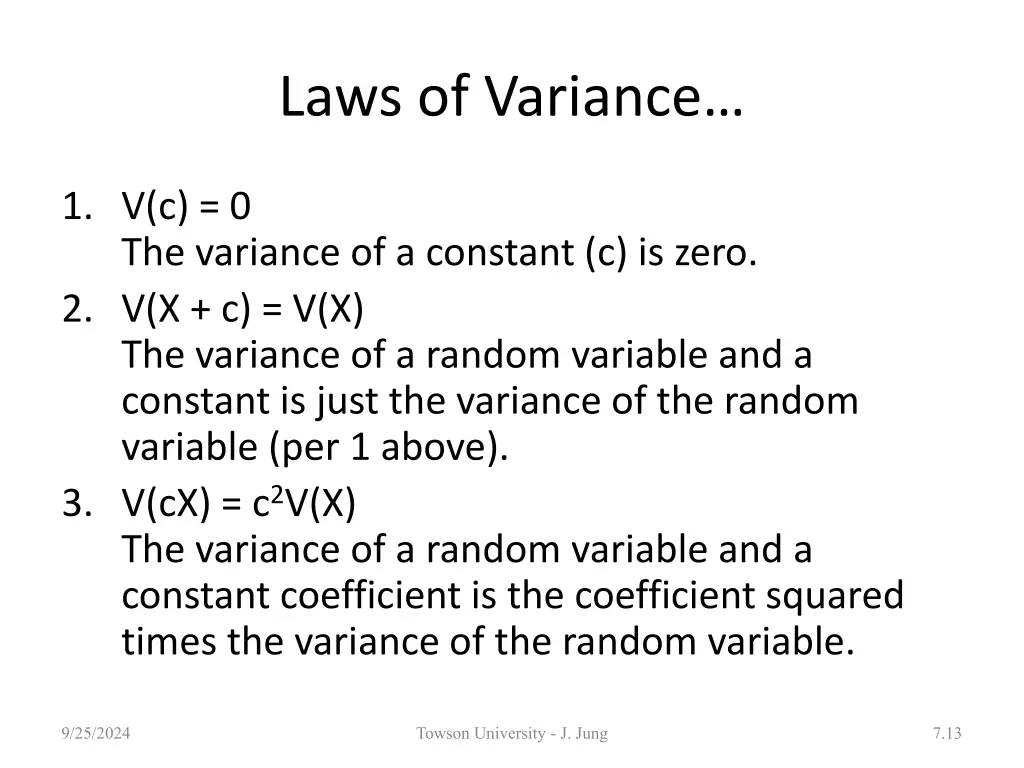 laws of variance