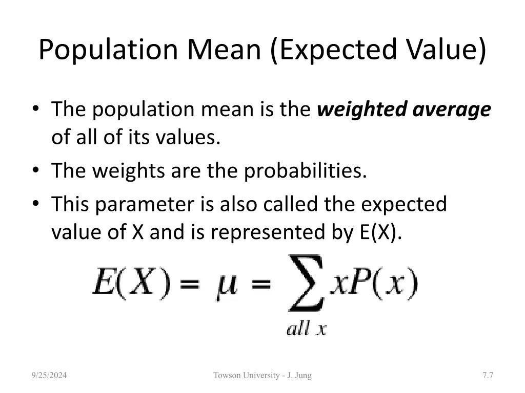 population mean expected value