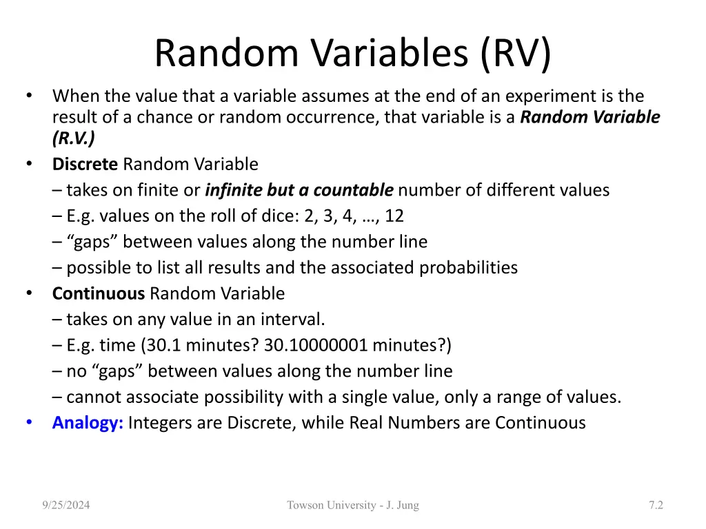 random variables rv