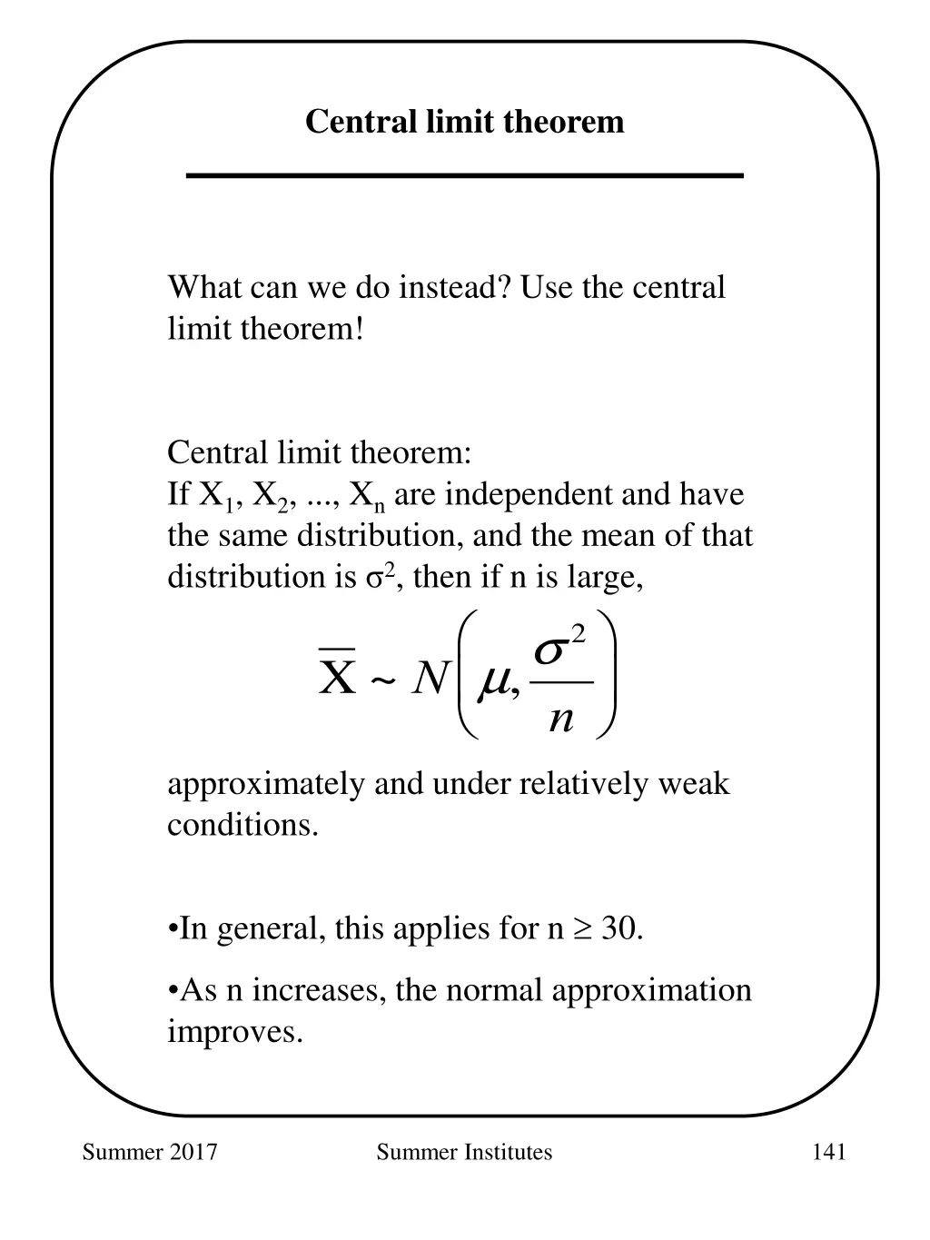 central limit theorem