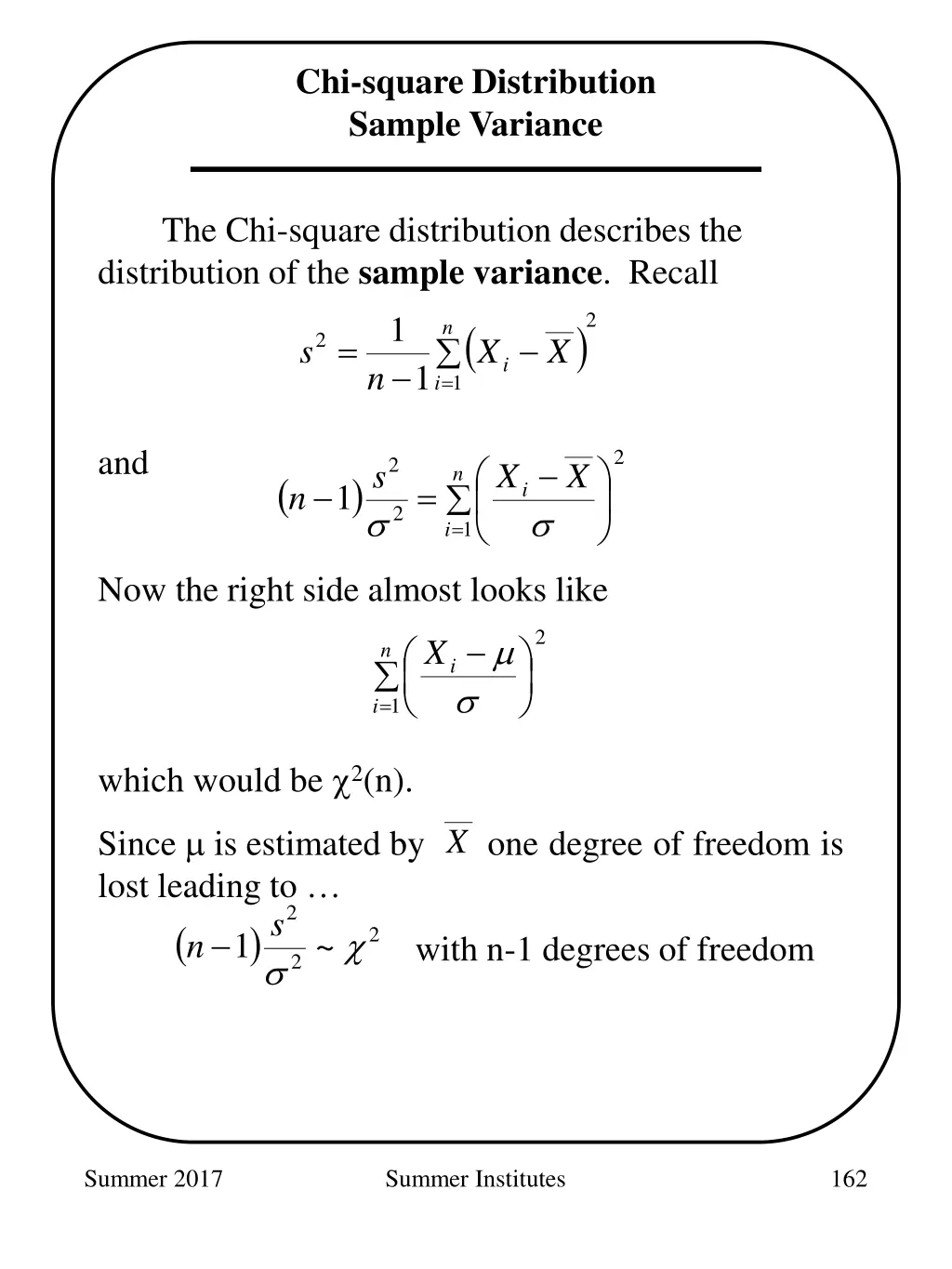 chi square distribution sample variance