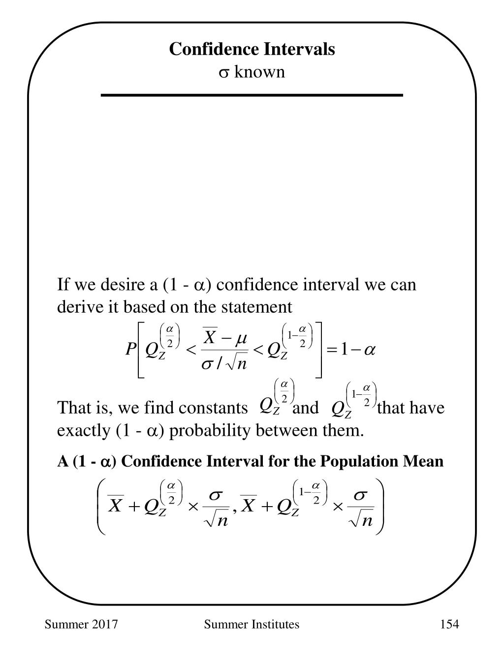 confidence intervals known