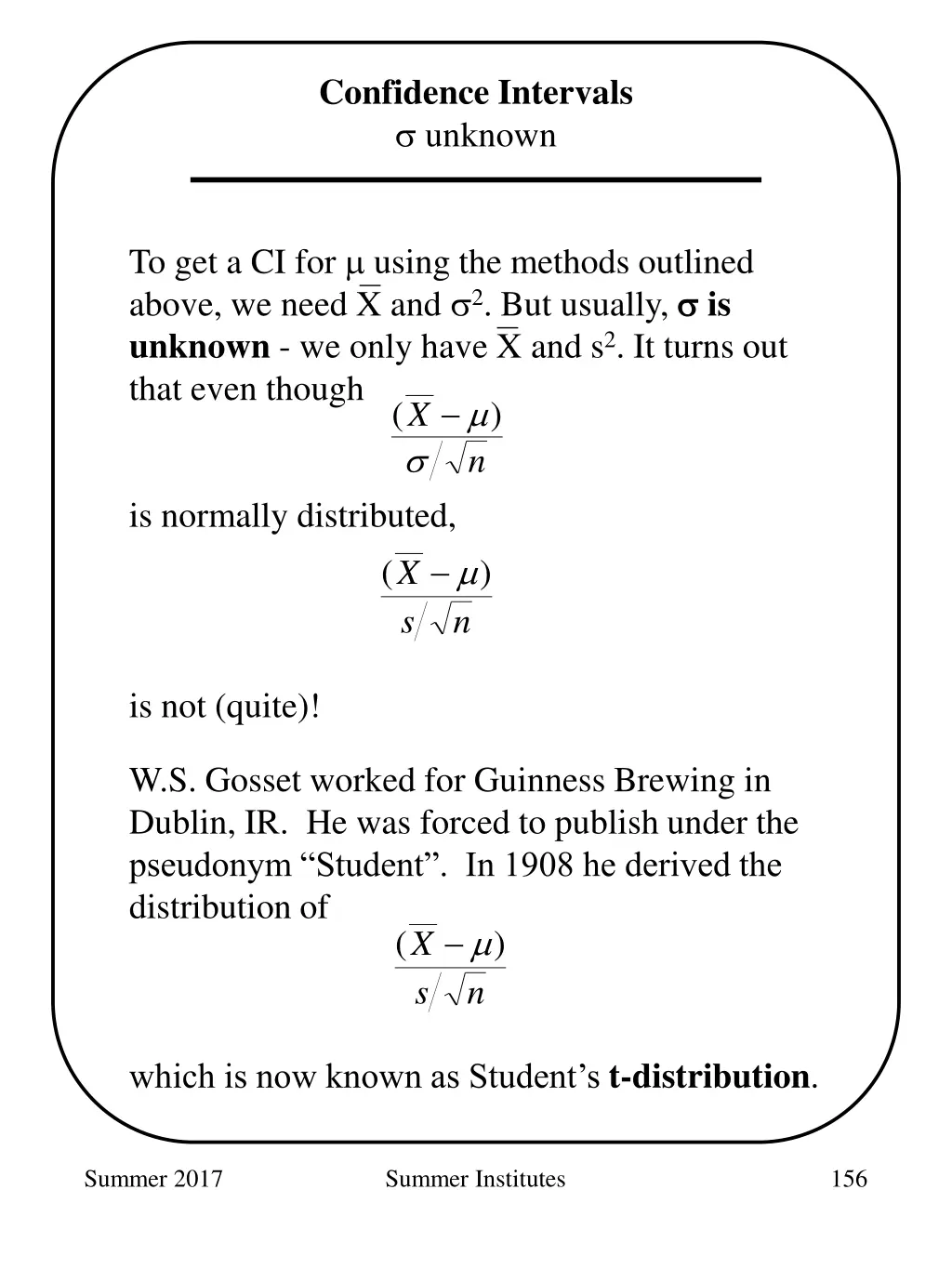 confidence intervals unknown