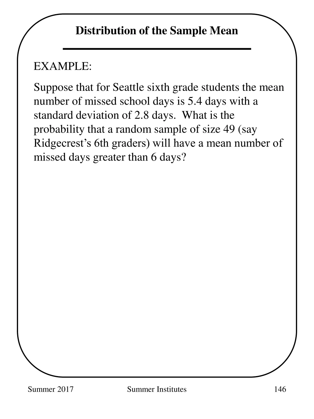 distribution of the sample mean 1