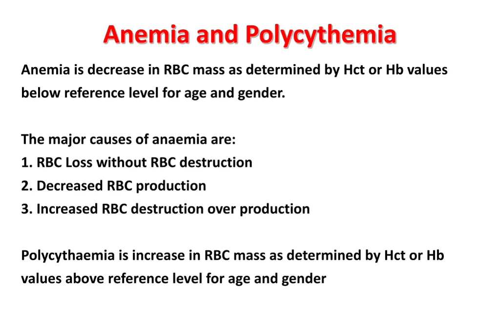 anemia and polycythemia