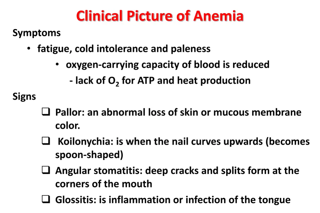 clinical picture of anemia