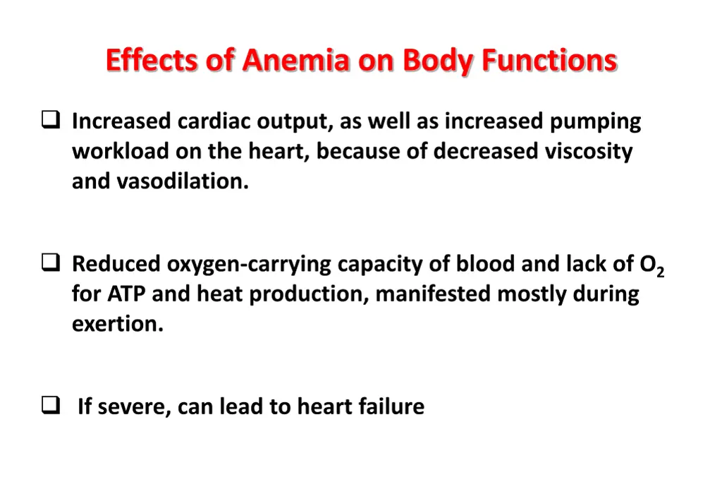 effects of anemia on body functions