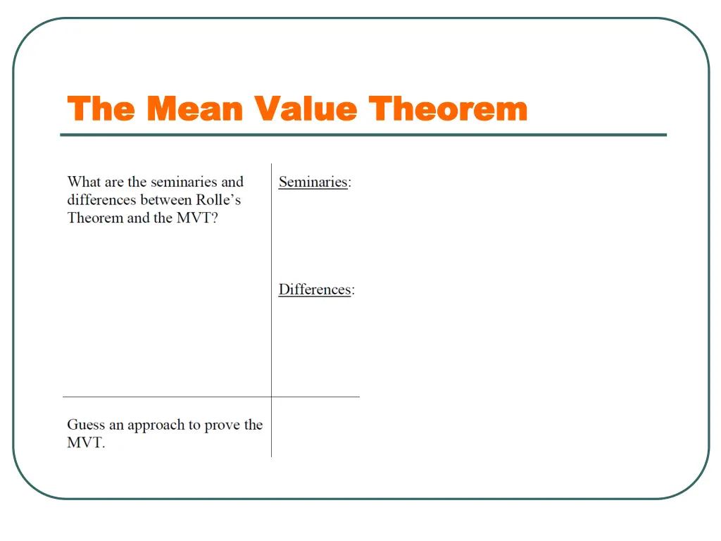 the mean value theorem the mean value theorem 2