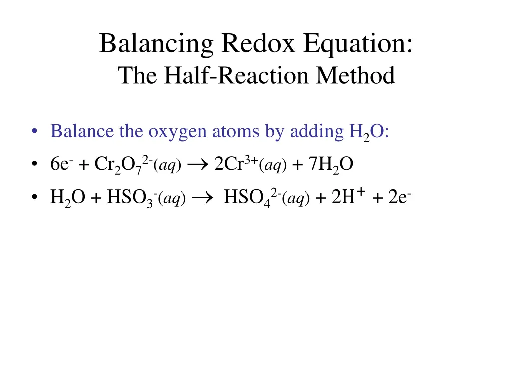 balancing redox equation the half reaction method 2