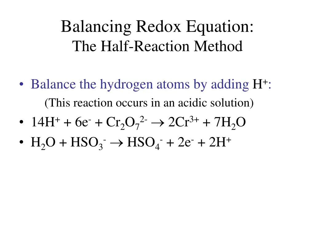 balancing redox equation the half reaction method 3