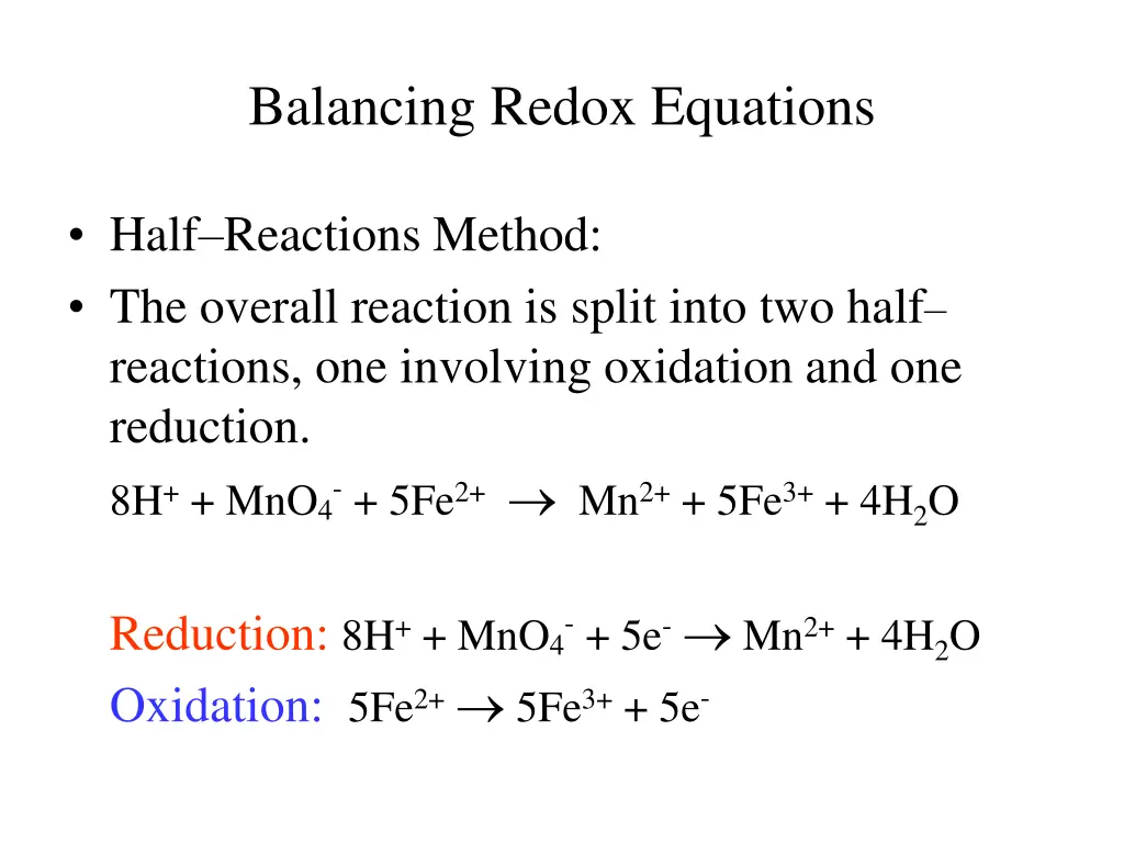 balancing redox equations