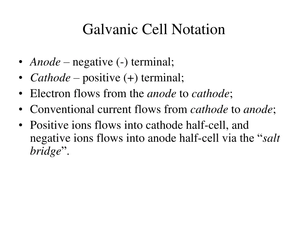 galvanic cell notation