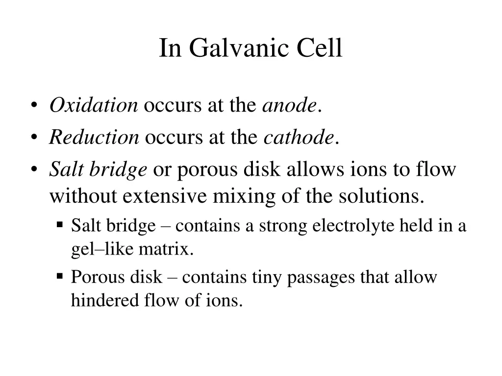 in galvanic cell