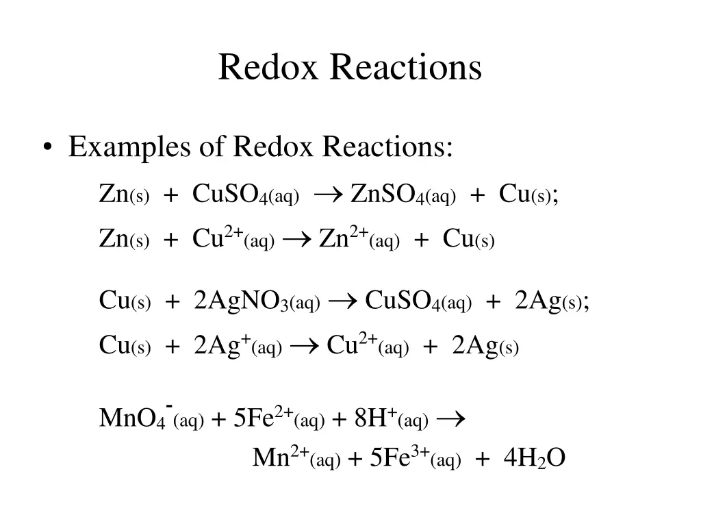 redox reactions