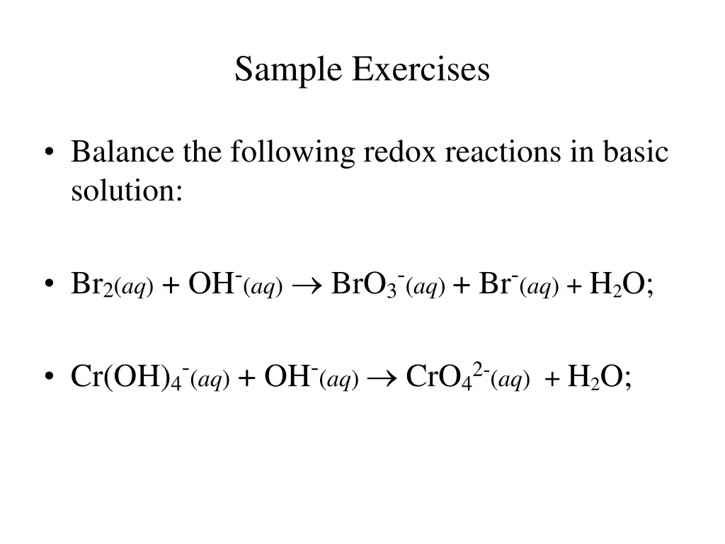 sample exercises 1