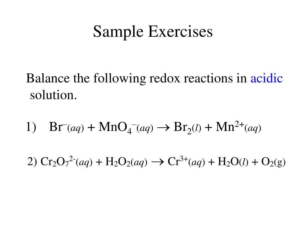 sample exercises