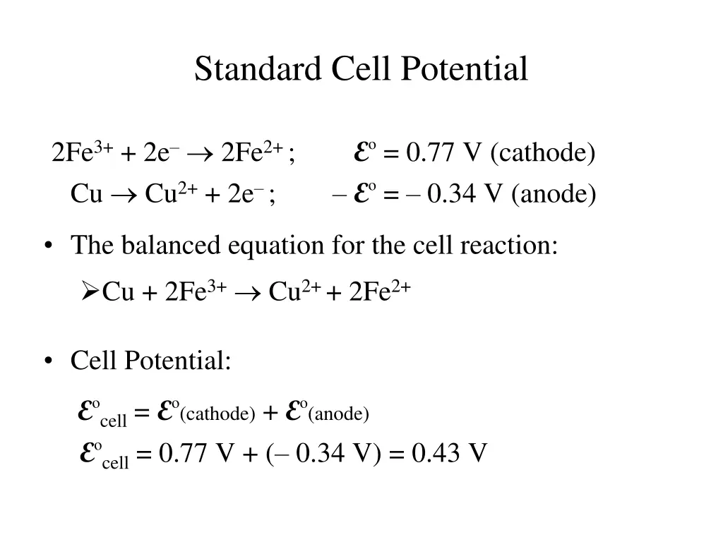 standard cell potential 1