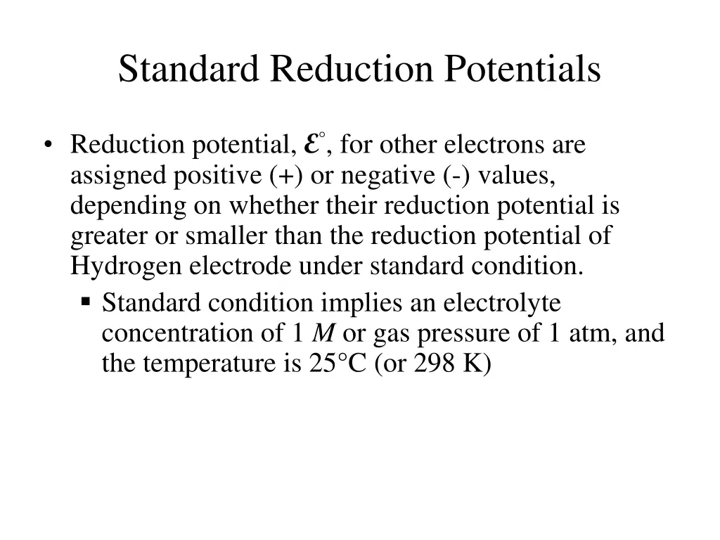 standard reduction potentials