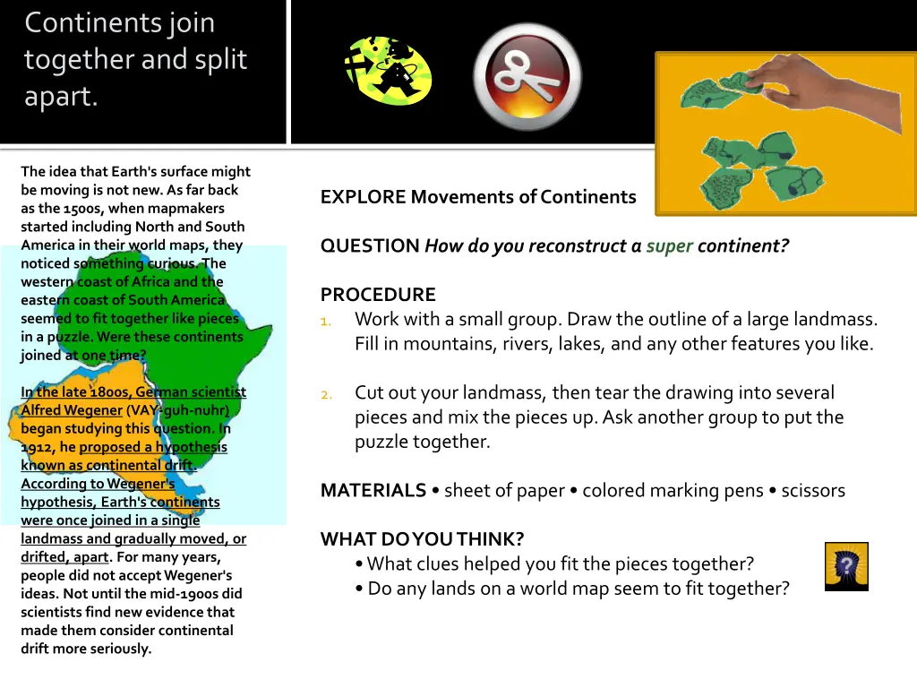 continents join together and split apart