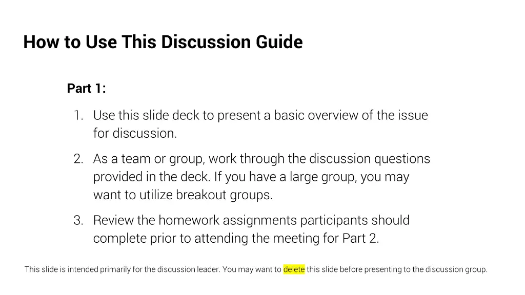 how to use this discussion guide