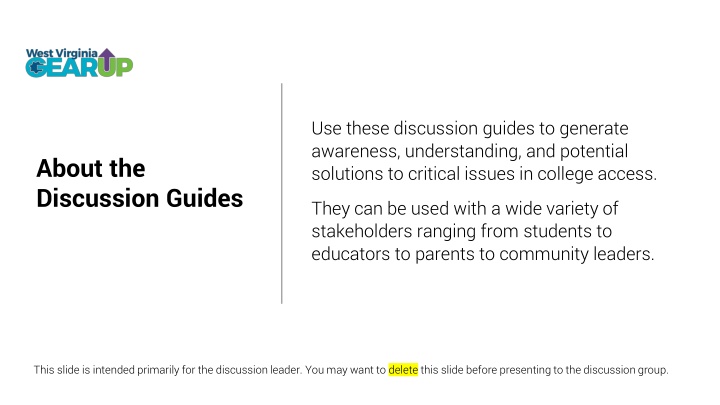 use these discussion guides to generate awareness