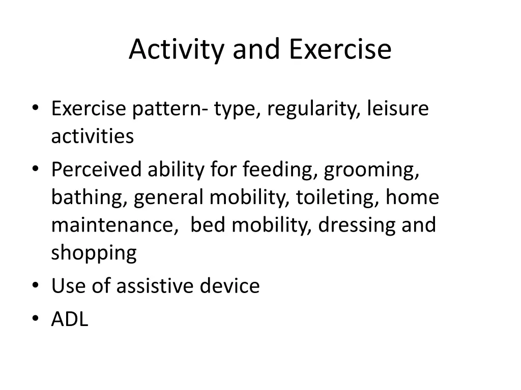 activity and exercise