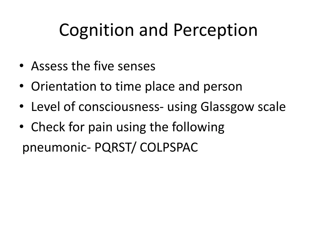 cognition and perception