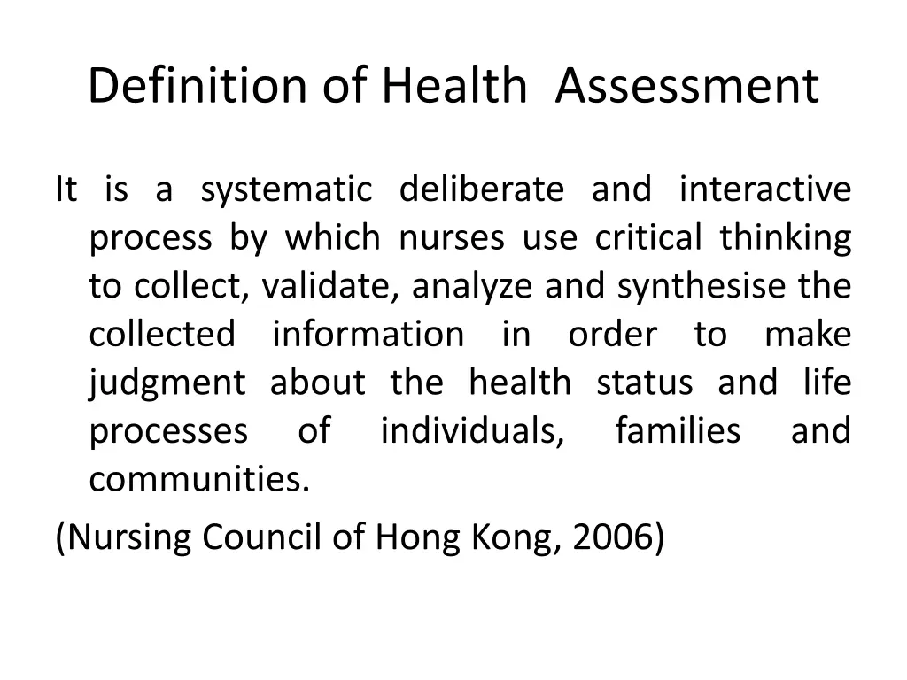 definition of health assessment