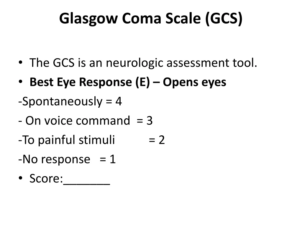 glasgow coma scale gcs