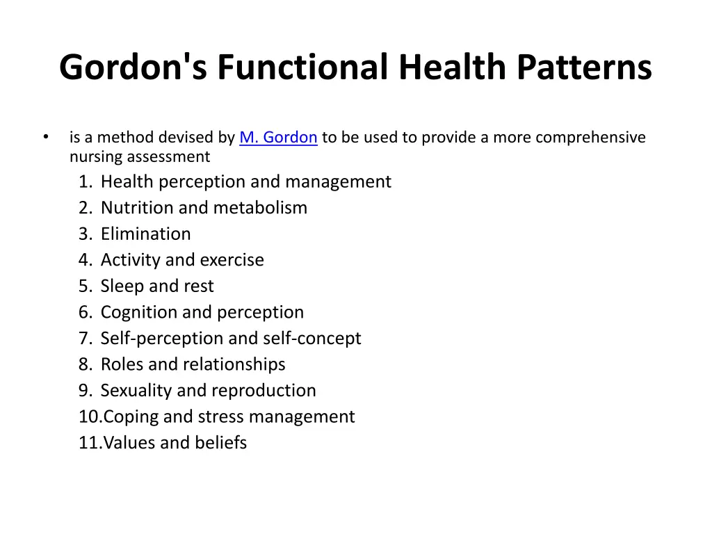 gordon s functional health patterns