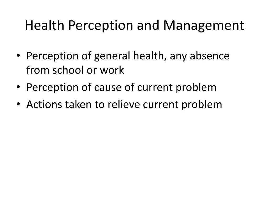 health perception and management