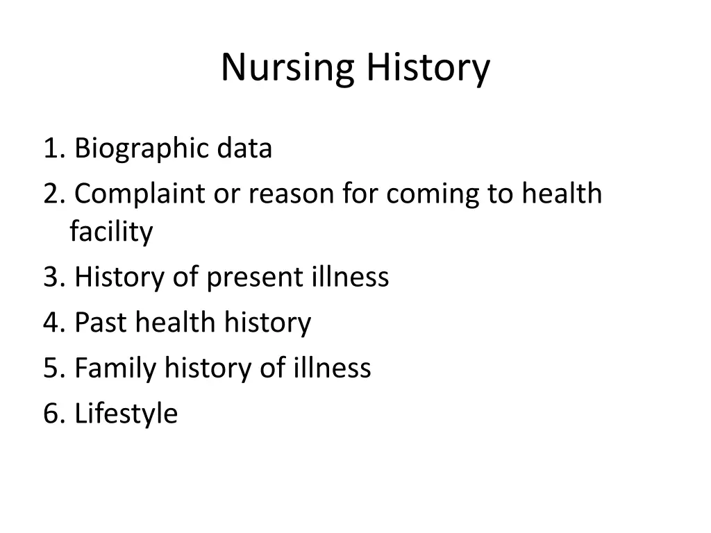 nursing history