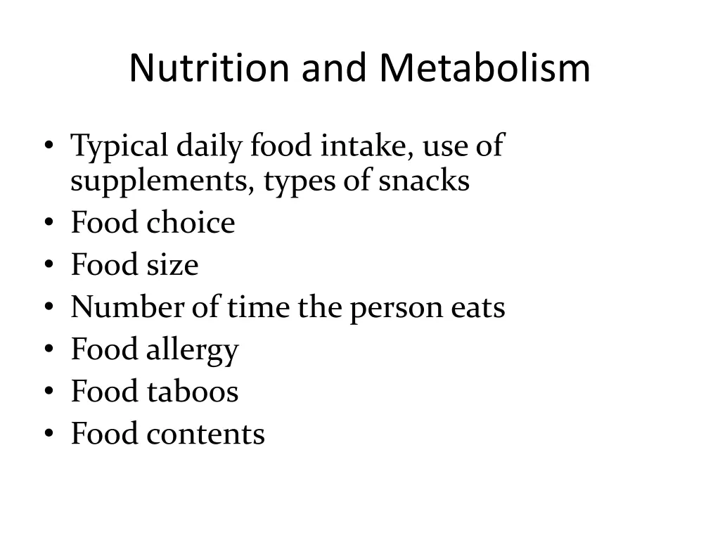 nutrition and metabolism