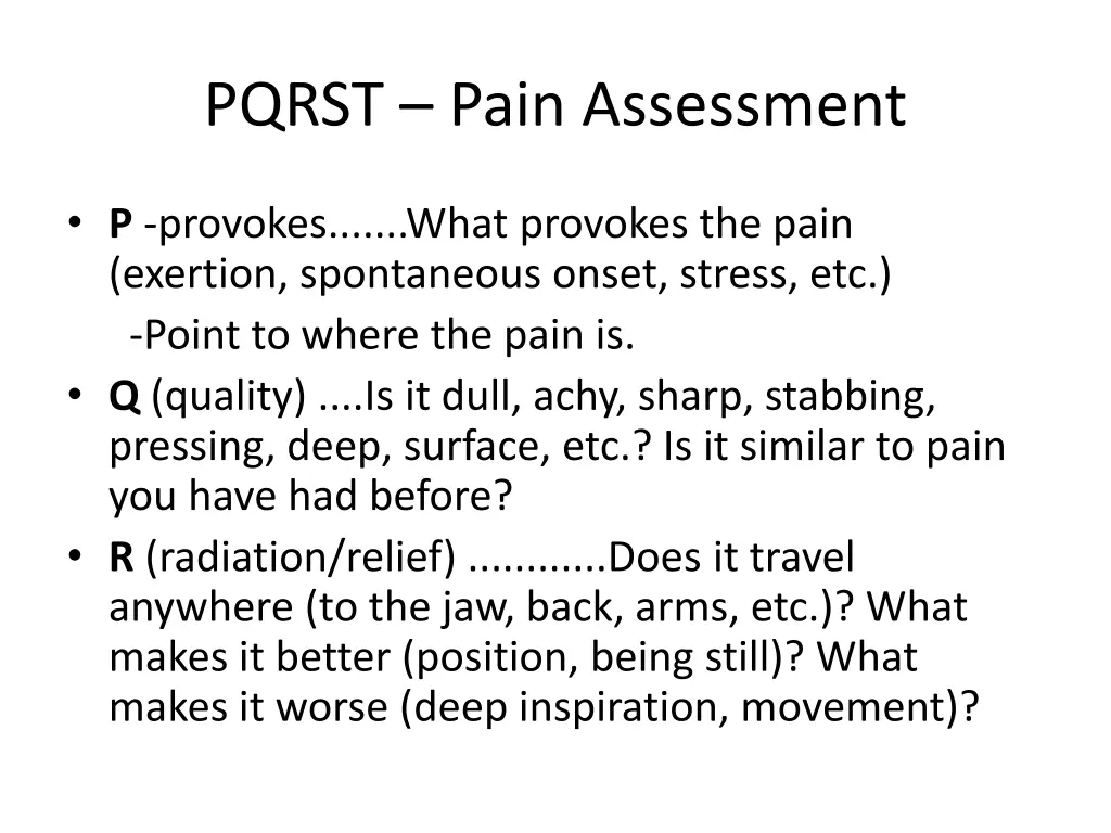 pqrst pain assessment