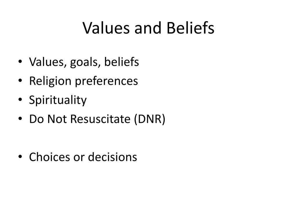 values and beliefs