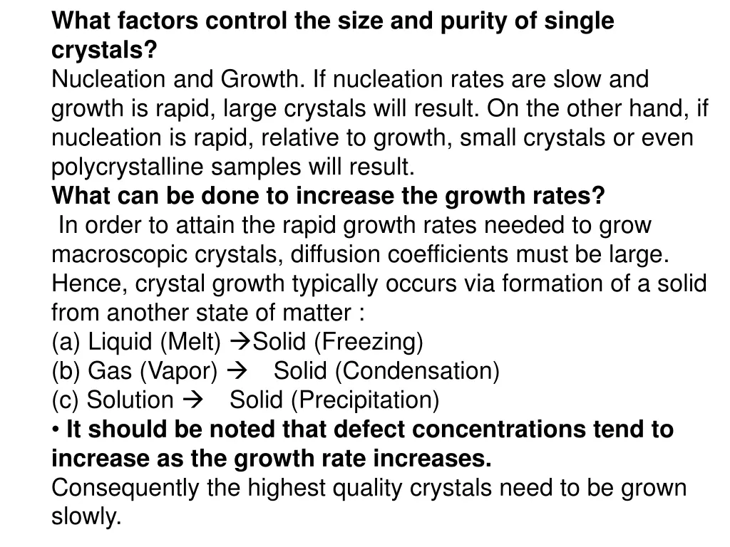 what factors control the size and purity