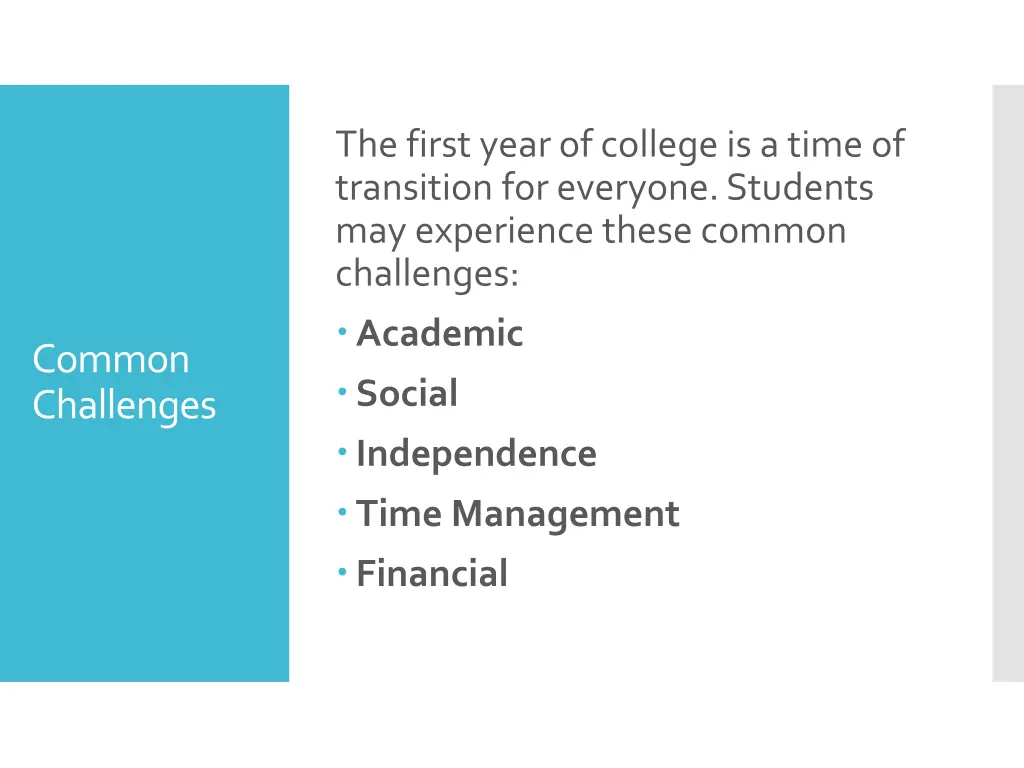 the first year of college is a time of transition