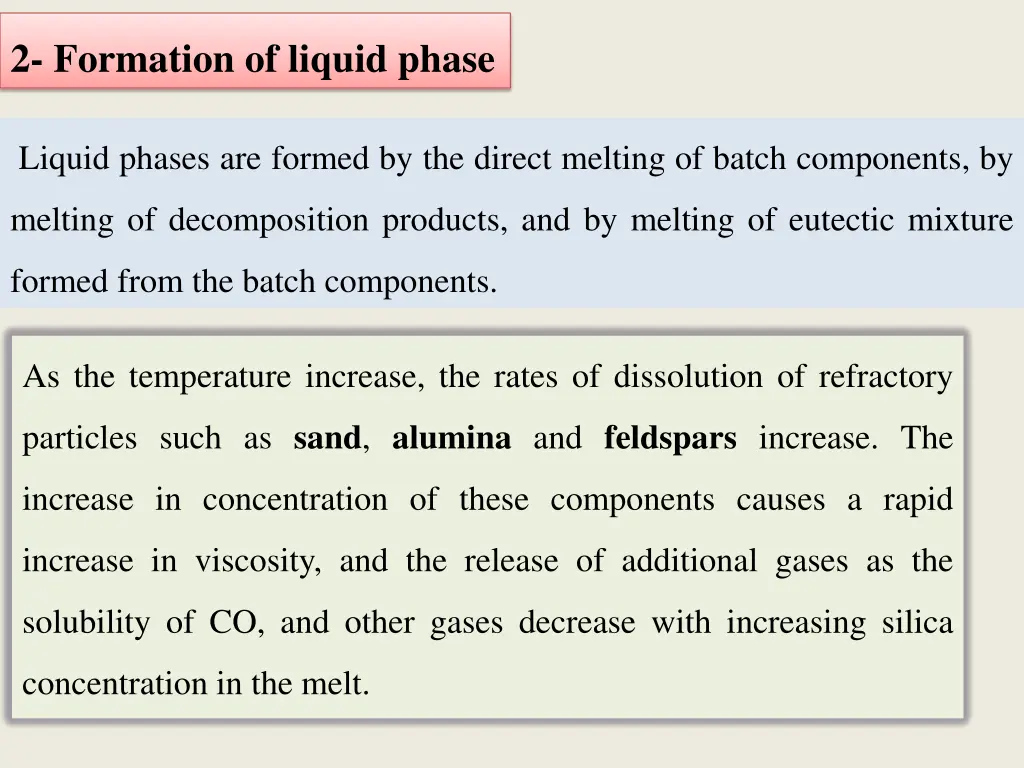 2 formation of liquid phase