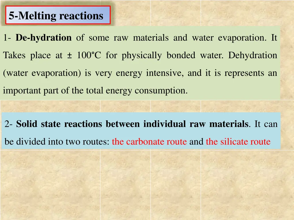 5 melting reactions