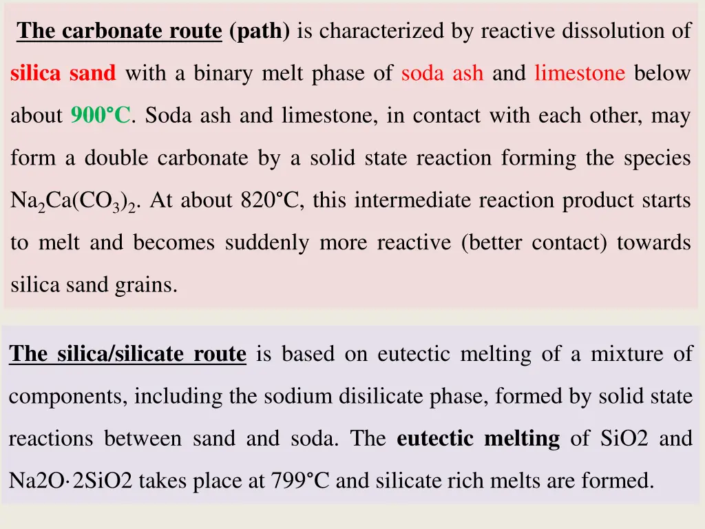 the carbonate route path is characterized