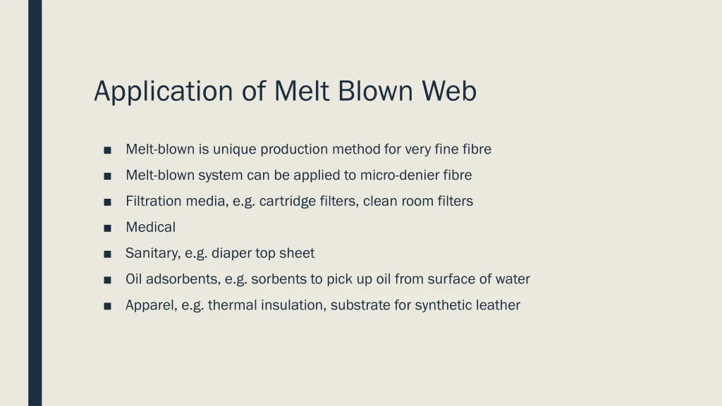 application of melt blown web