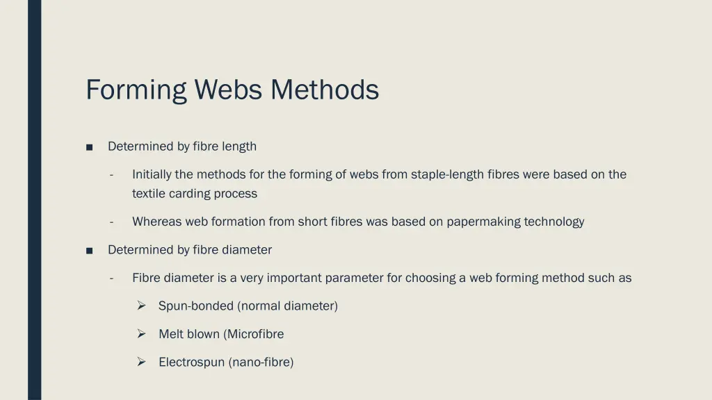 forming webs methods