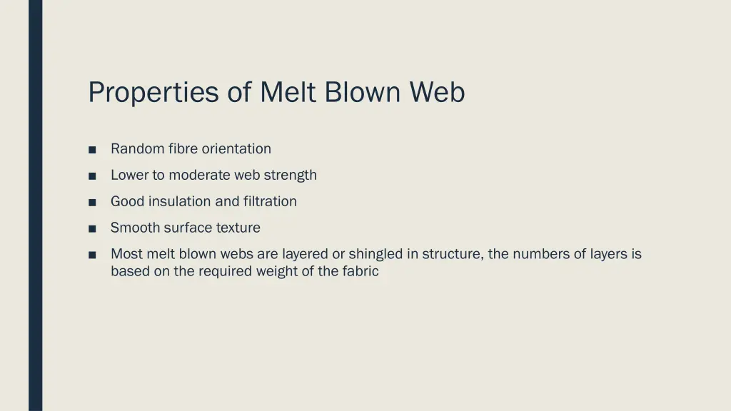 properties of melt blown web