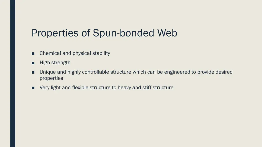 properties of spun bonded web