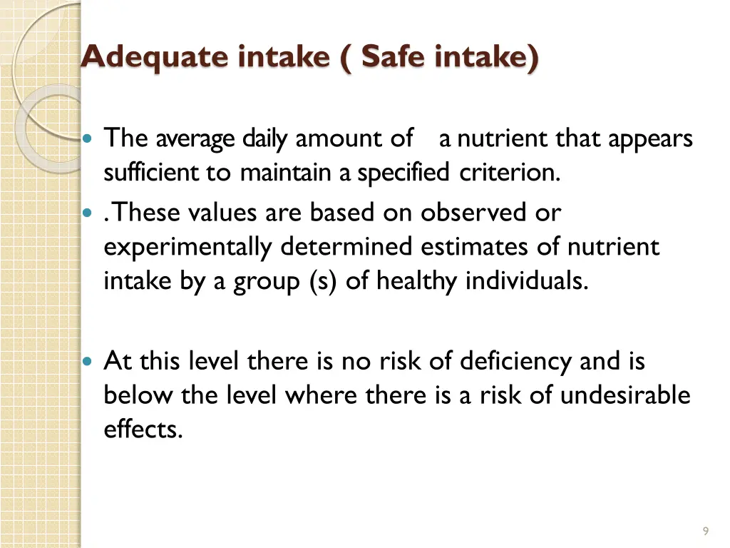 adequate intake safe intake