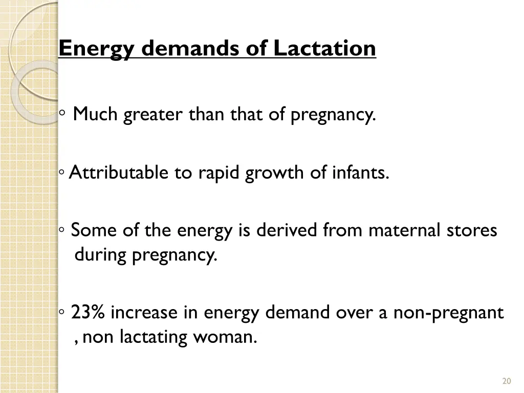 energy demands of lactation