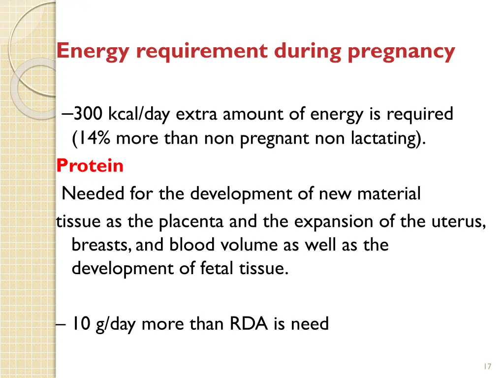 energy requirement during pregnancy 1