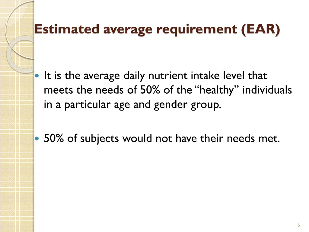 estimated average requirement ear