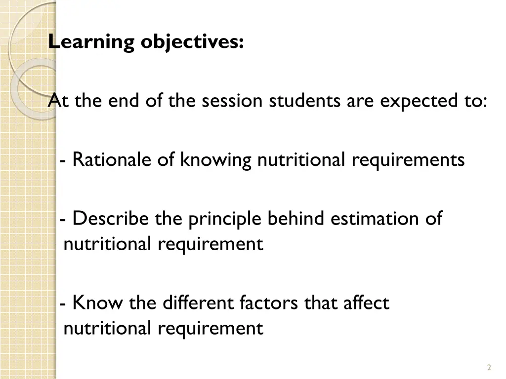 learning objectives