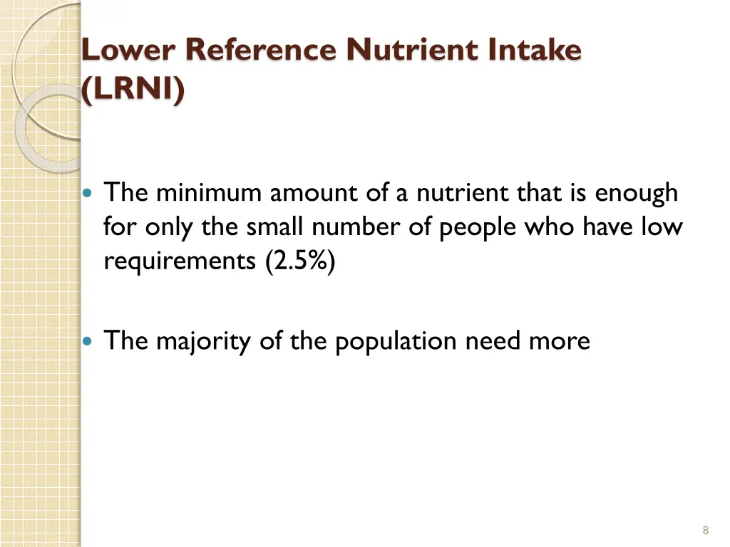 lower reference nutrient intake lrni